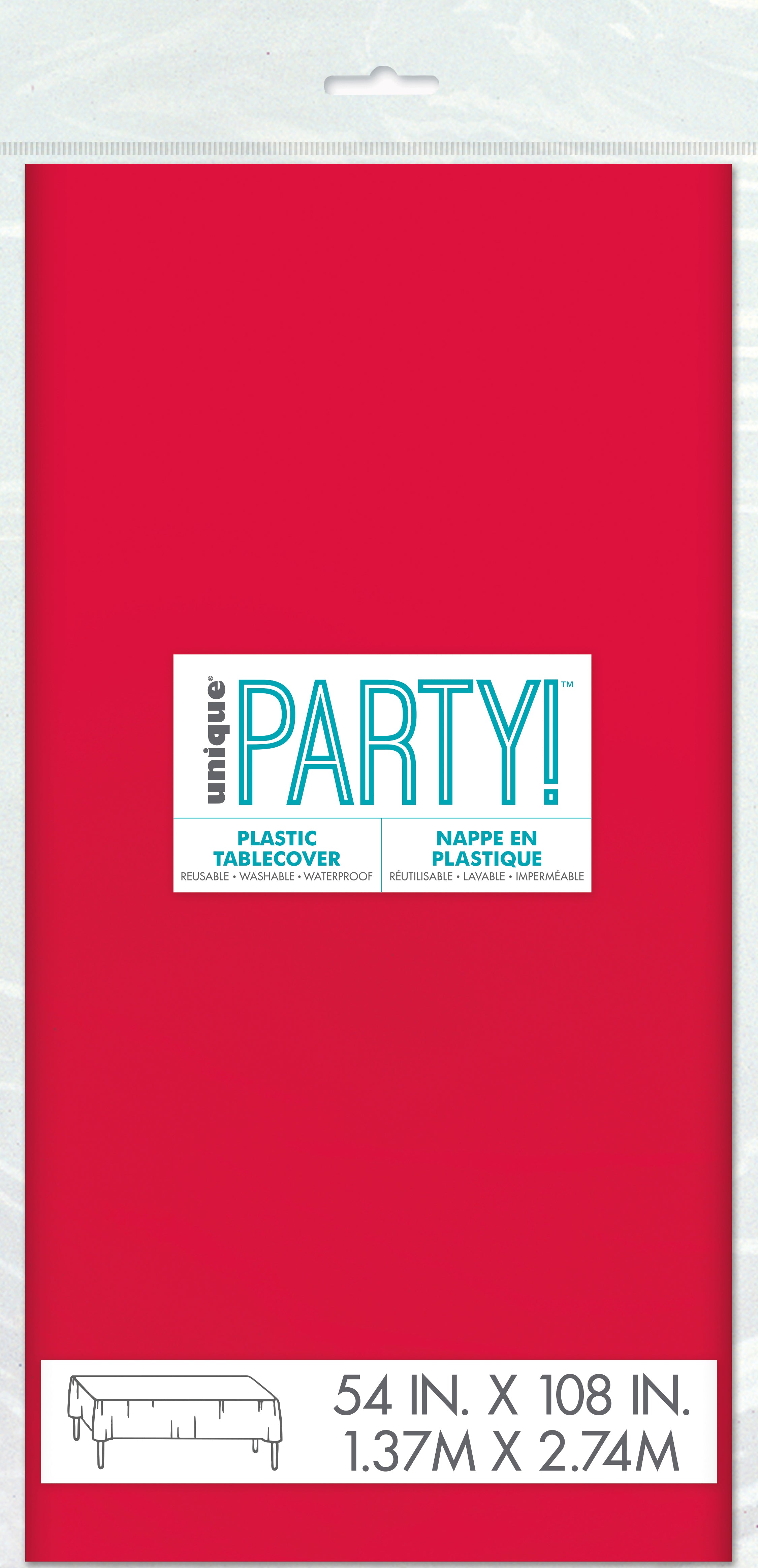 Red 54" x 108" Plastic Table Cover