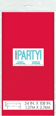 Red 54" x 108" Plastic Table Cover