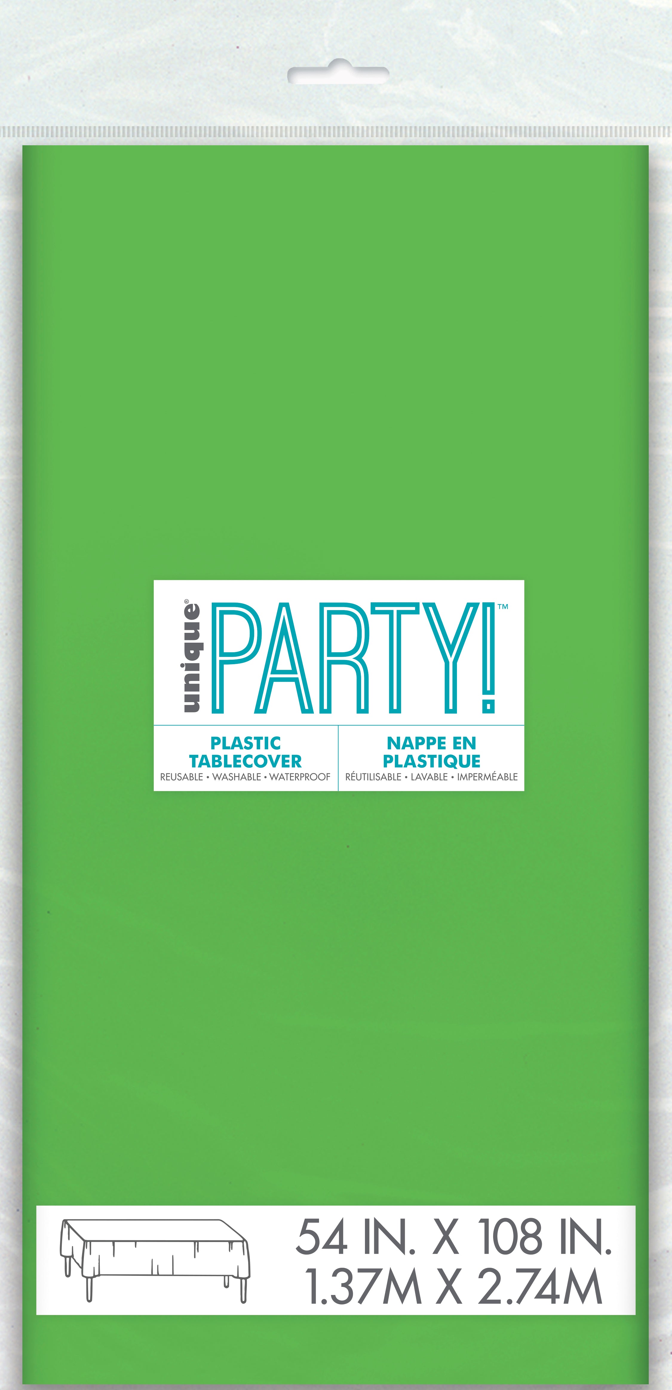 Lime Green Plastic Table Cover 54"x 108";1 Per Package