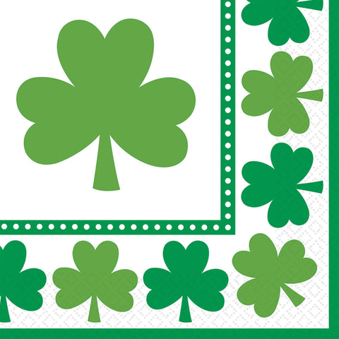 St. Patrick's Day Lucky Shamrocks Paper Luncheon Size napkin 16 per pack