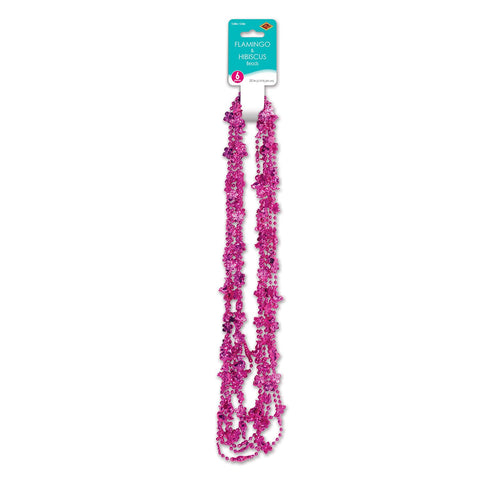 Flamingo and hibiscus necklace packaging showing 6 piece set
