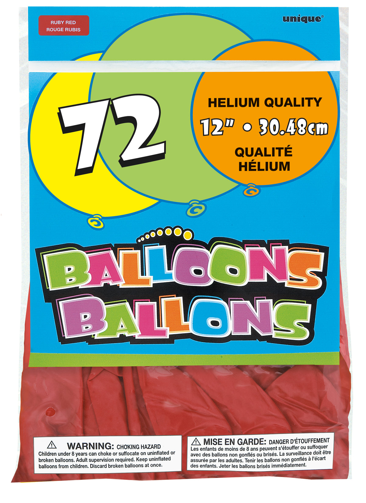 12" Latex Balloons  72ct - Ruby Red