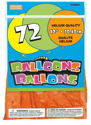 Pumpkin Orange 12 Inch Latex Balloons 72 Per Package