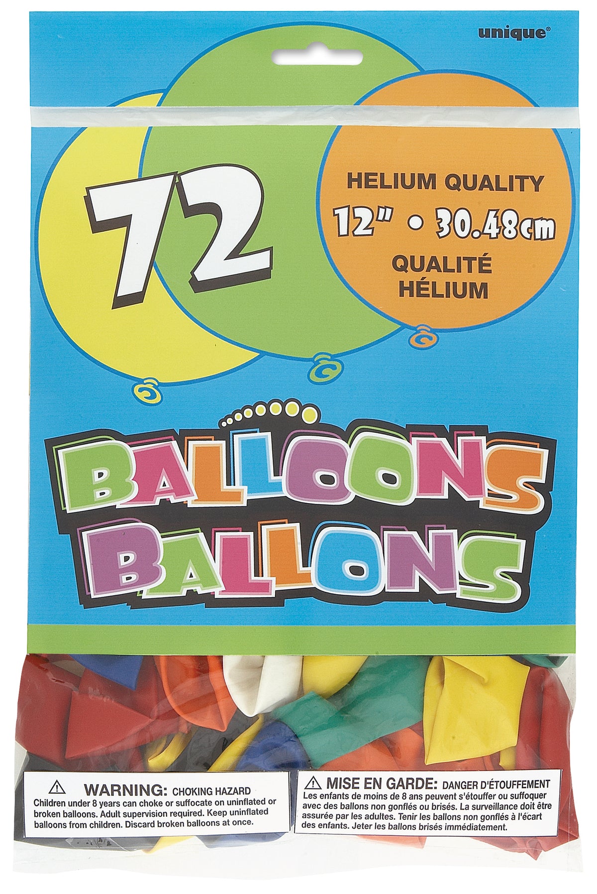 Assorted Colored  12 Inch Latex Balloons 72 Per Package