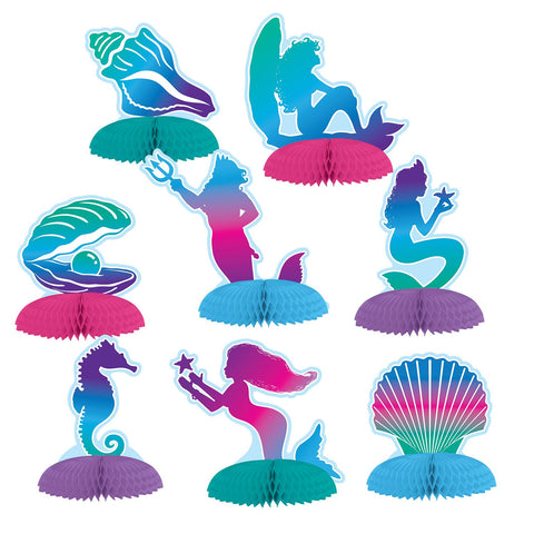 Mermaid Mini Centerpieces (8 Pack, 3.5"–4.75") Table Decorations