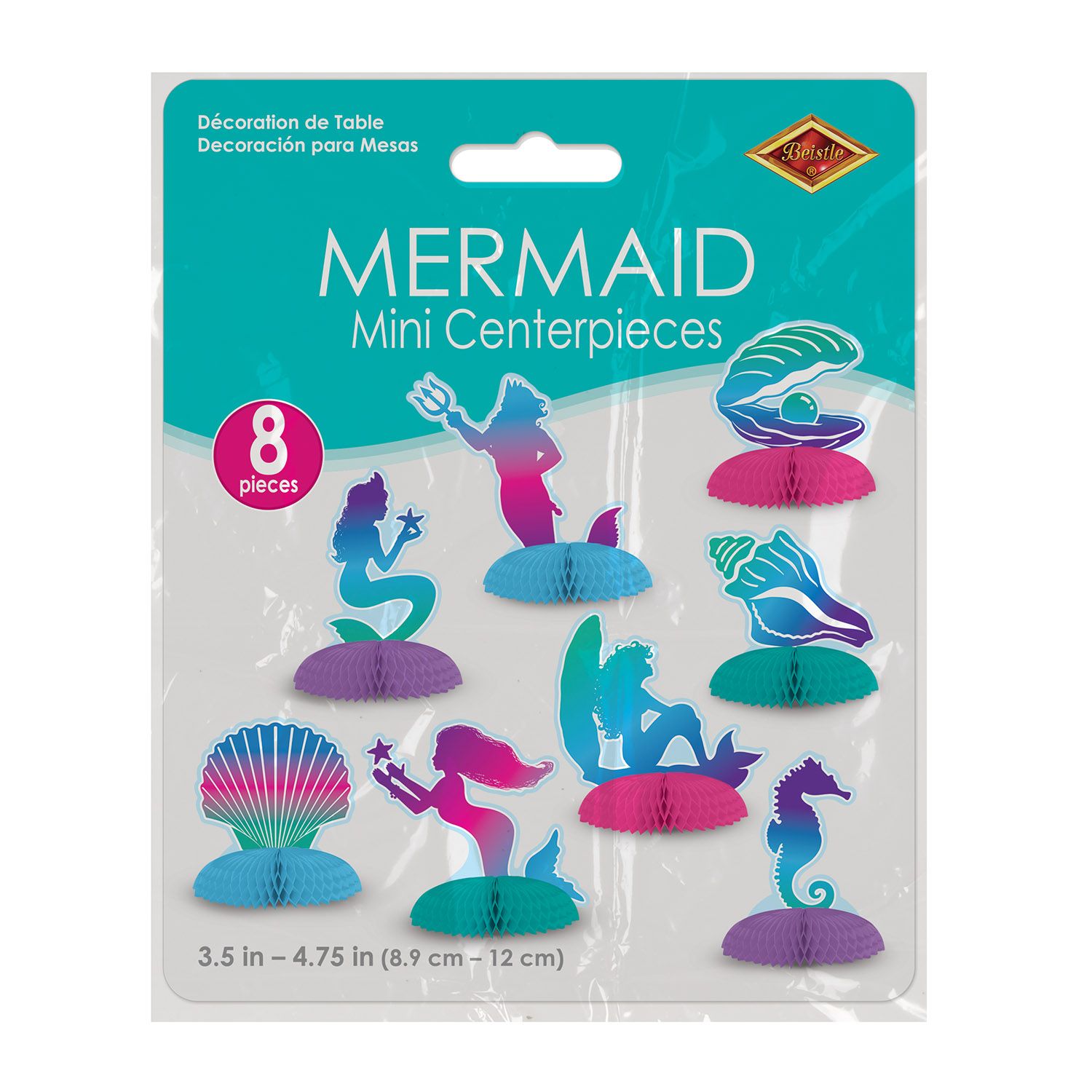 Mermaid mini centerpiece packaging showing 8 piece set