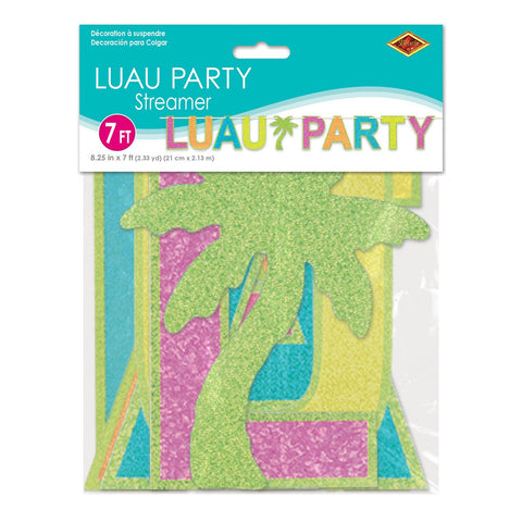 Luau Party Streamer – Prismatic Tropical Party Decoration, 8¼" x 7' – Hawaiian Theme Banner for Luau or Summer Party