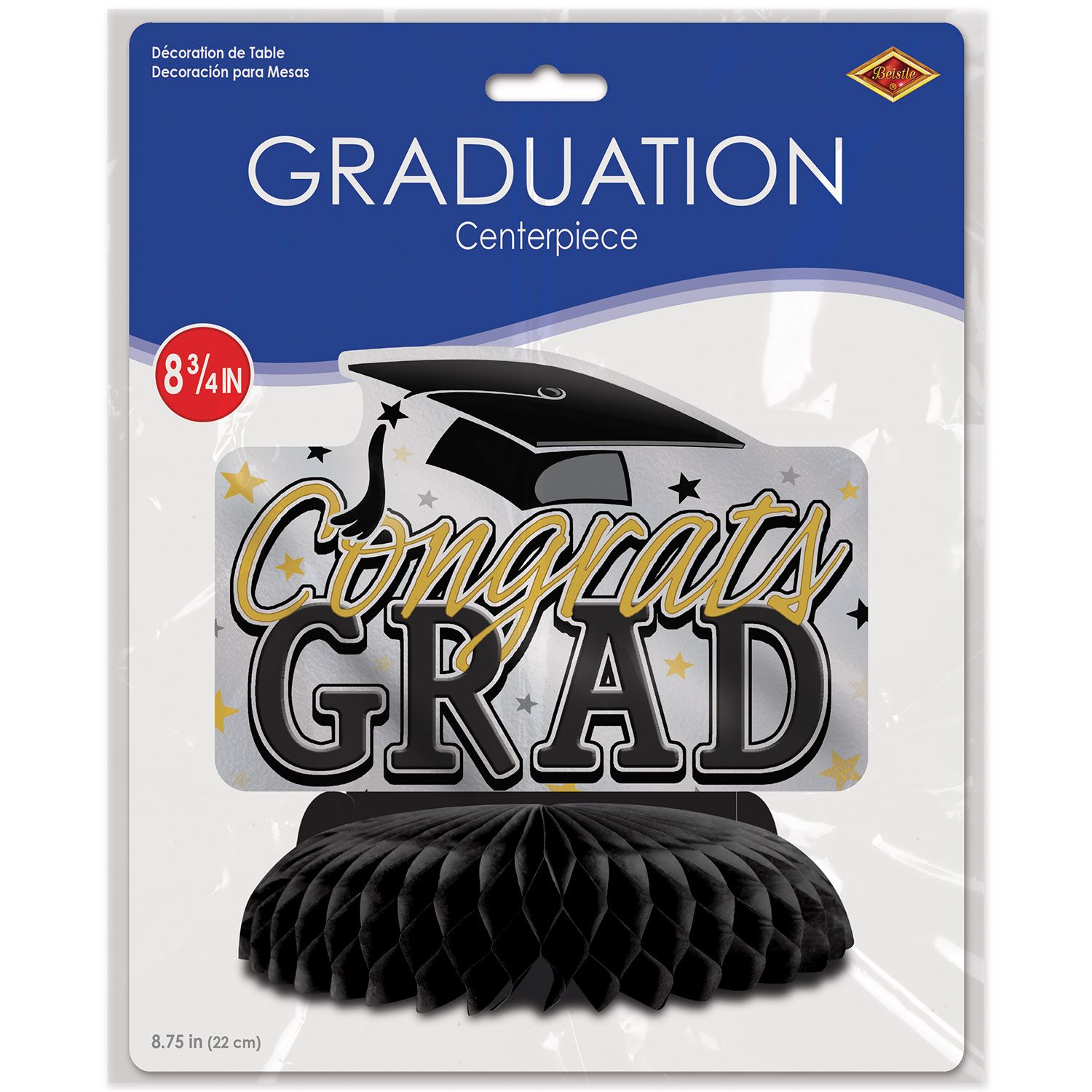 Congrats Grad graduation centerpiece displayed inside retail packaging