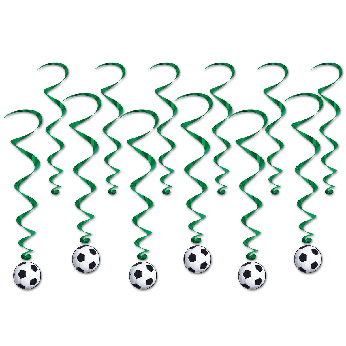 Soccer Ball Whirls 12 pc set 6 whirls w/icons and 6 plain whirls