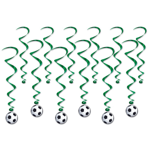 Soccer Ball Whirls 12 pc set 6 whirls w/icons and 6 plain whirls