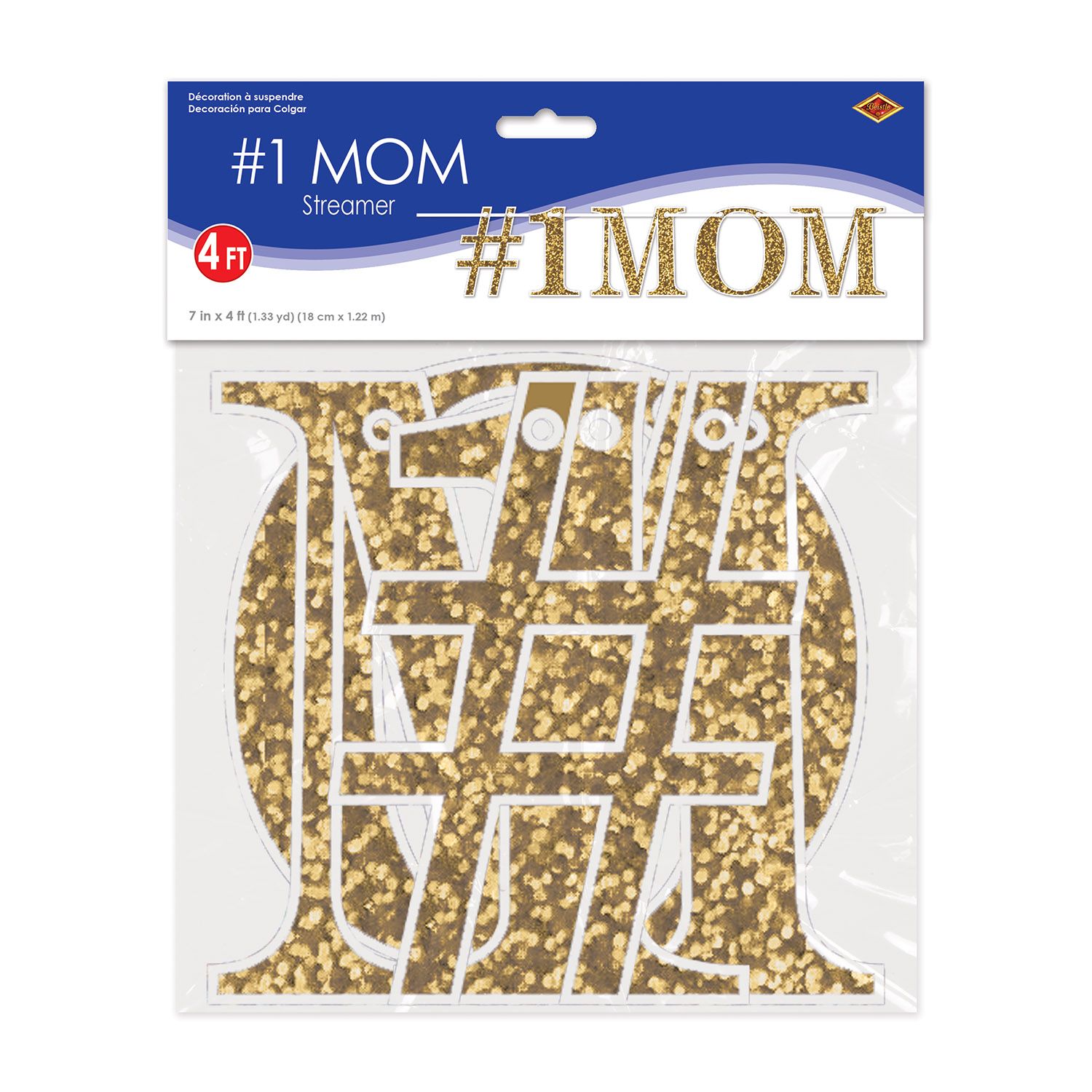 #1 Mom glitter banner packaged and ready for assembly