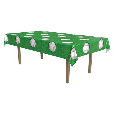 Baseball themed plastic table cover 54 x 108 with all over baseball print in Manahawkin, NJ