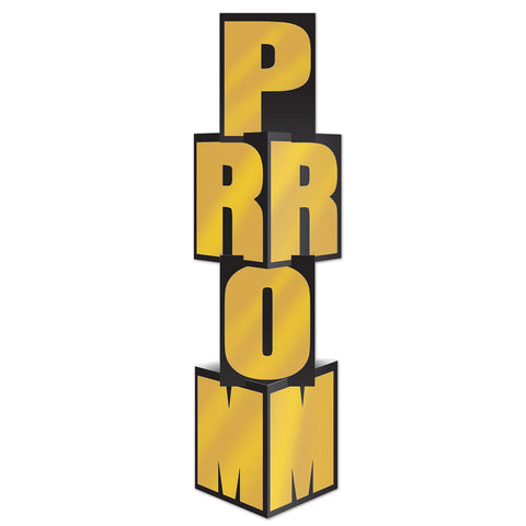 Black & Gold Prom Decoration Bundle with Foil Columns, Fringe Curtains, Backdrop & PROM Balloons