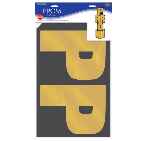 Prom foil column decoration shown inside retail packaging with four section components