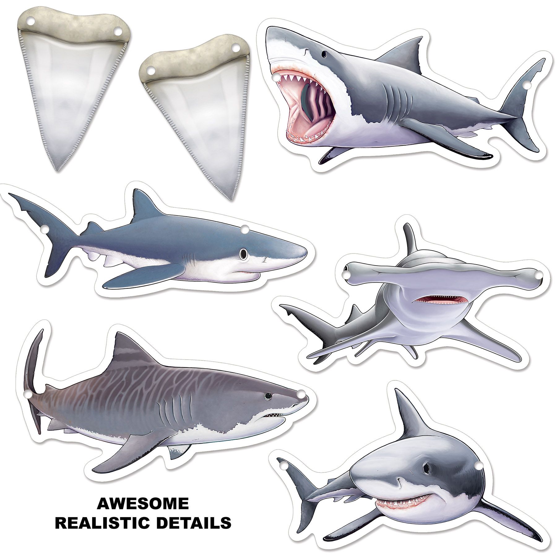 Shark streamer set detailed view of  14 piecese 