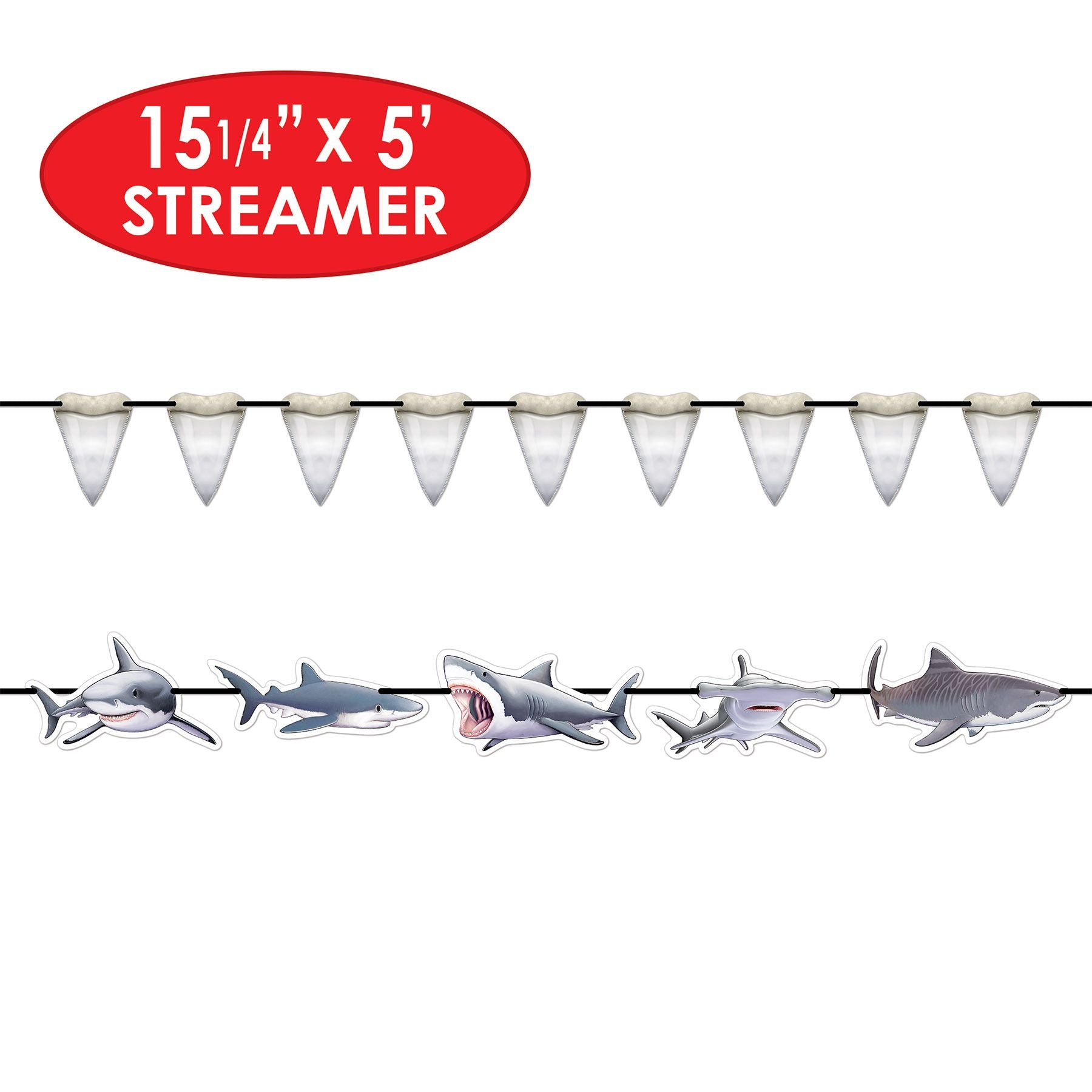 Shark banner set showing shark teeth and shark cutouts with double sided print