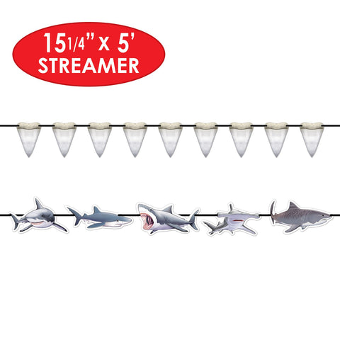 Shark banner set showing shark teeth and shark cutouts with double sided print