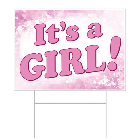 Plastic It's A Girl! Yard Sign 11.5" x 15.5" all-weather