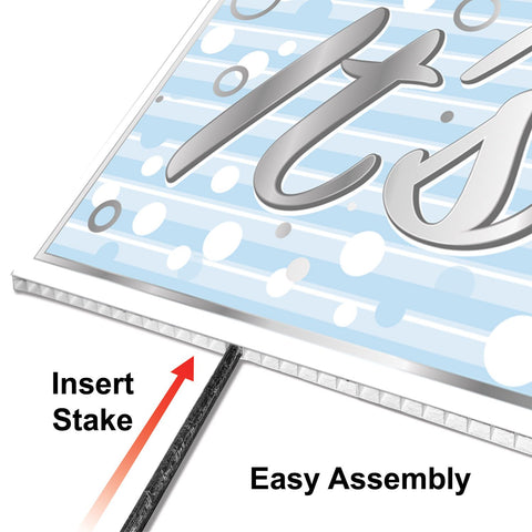 Jumbo It’s a Boy Yard Sign – 3’11” x 11.75” All-Weather Plastic Tri-Fold Lawn Sign with 3 Metal Stakes – 1 Per Pack