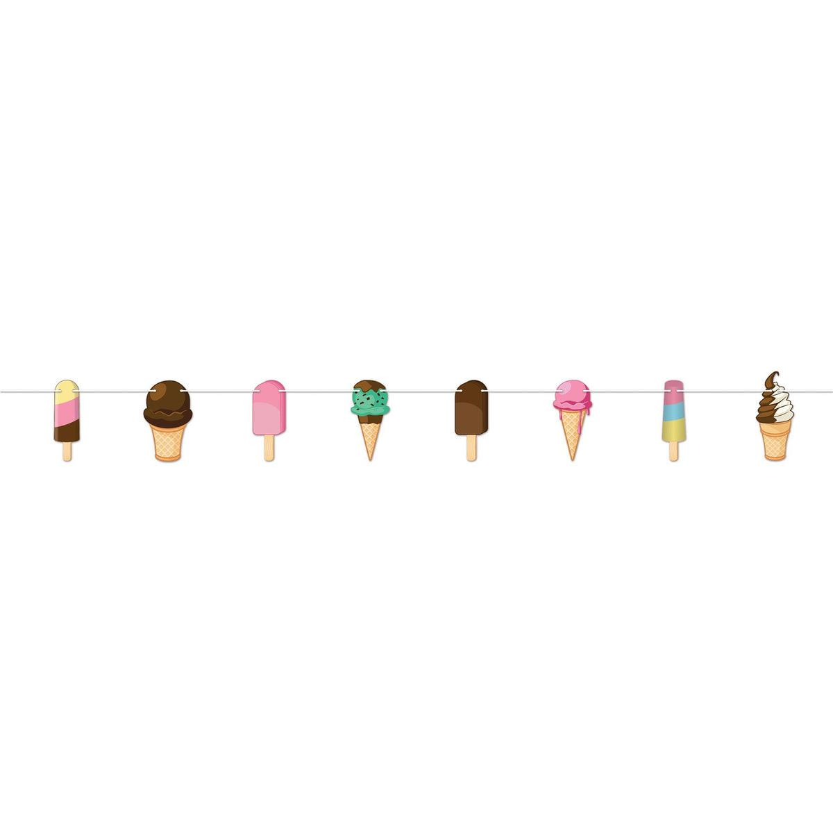 Ice Cream Streamer Banner – 7" x 4' 6" Hanging Decoration – Summer Party Garland & Ice Cream Social Decor