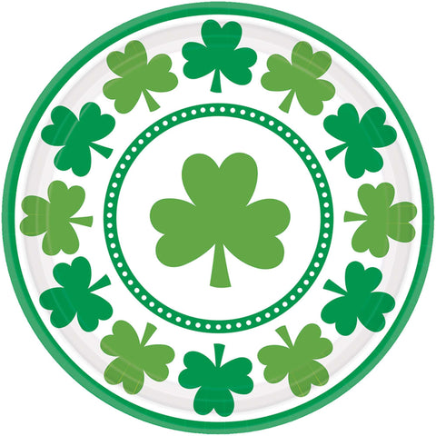 St. Patrick's Day Lucky Shamrocks Round 7" Paper Plates 8 per pack