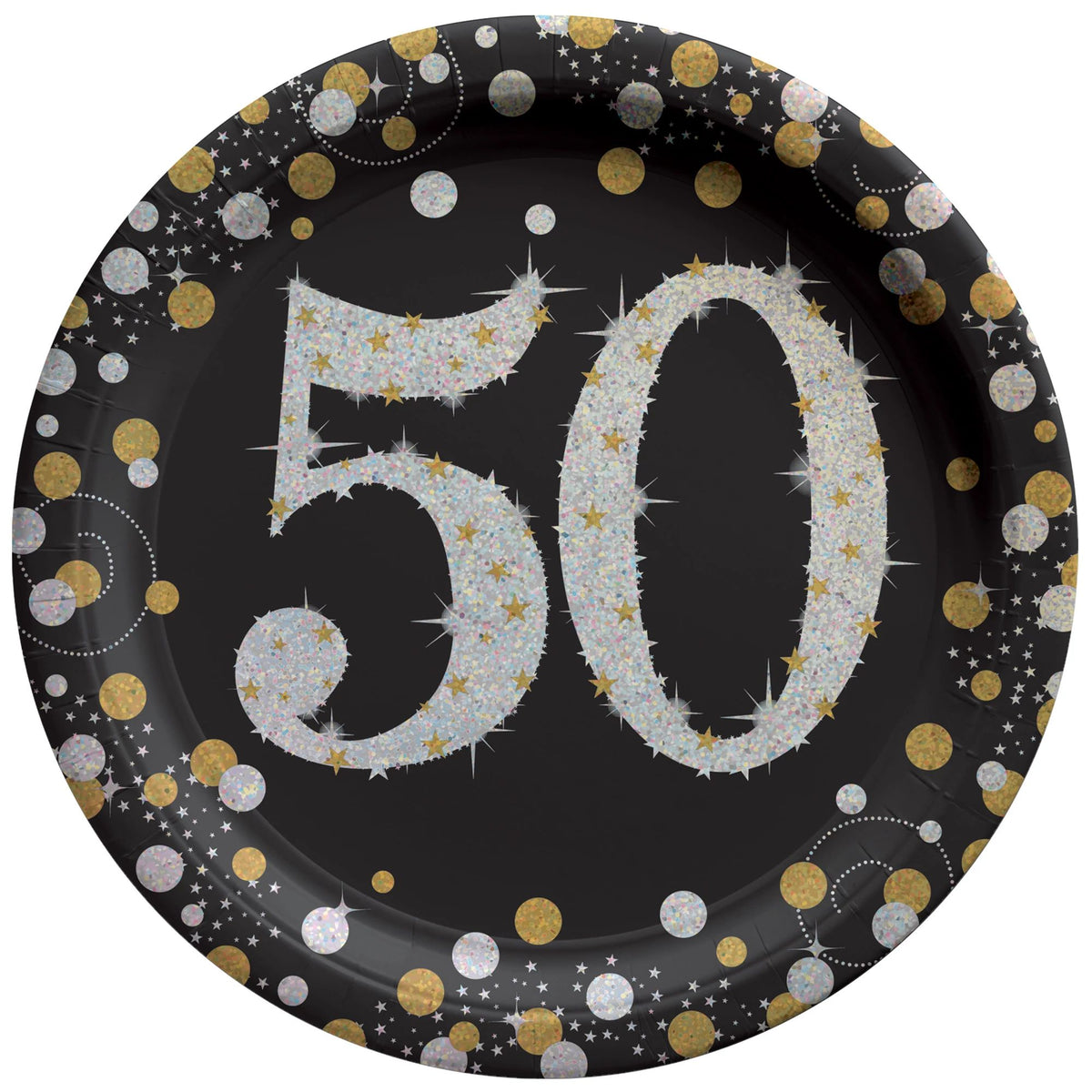 Sparkling Celebration 50th  Prismatic 7"  Plates Package of 8