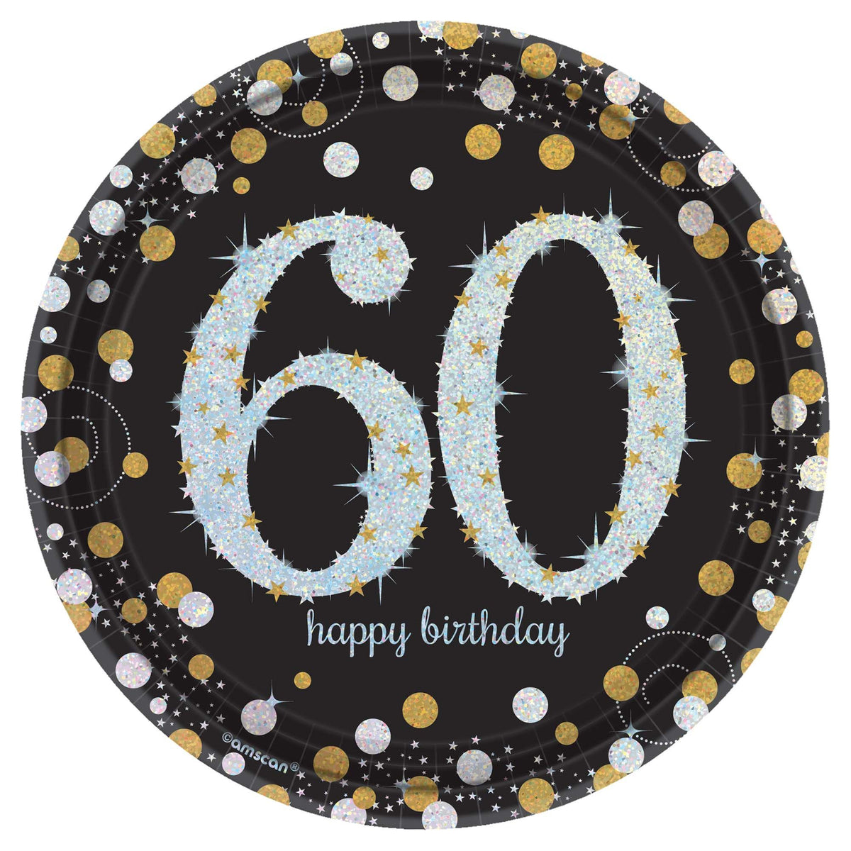 Sparkling Celebration 60th Birthday 7" Prismatic Plates Package of 8