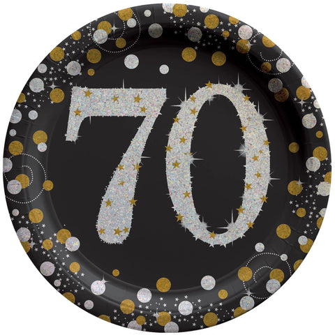 Sparkling Celebration 70th Round  7" Prismatic Plates  Package of 8