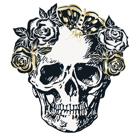 Sketchy Skull Skull-Shaped Paper Placemats  6ct - Foil Stamping