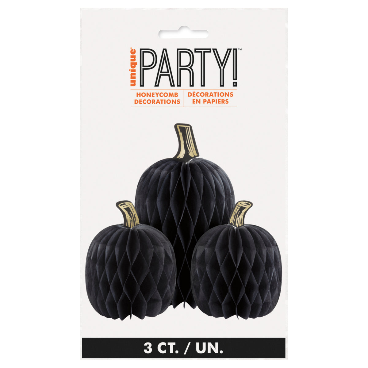 Pumpkin Shaped Honeycomb Tissue Centerpieces with Foil Stems  3ct