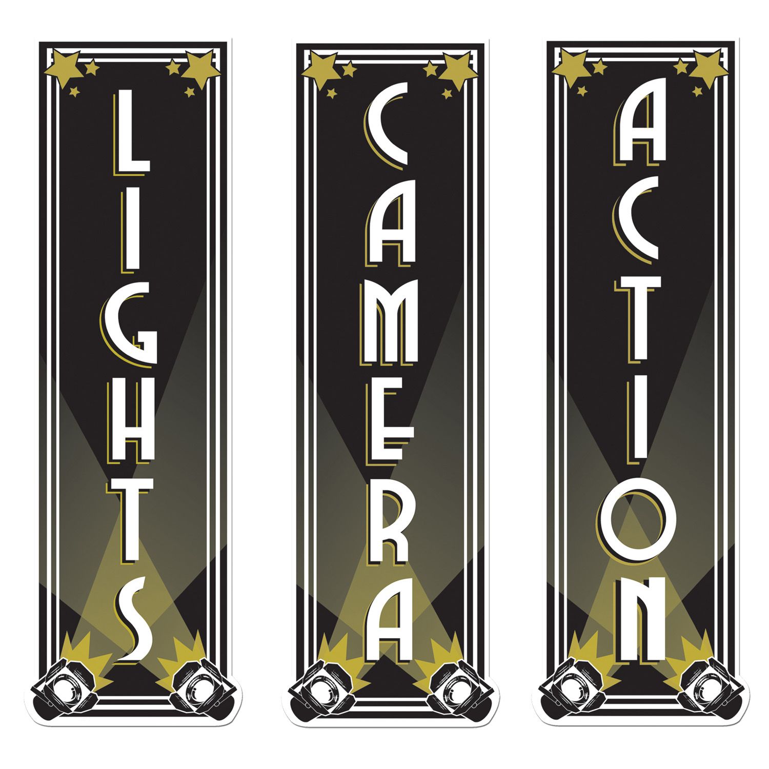 Lights, Camera, Action double-sided movie night cutouts purchased in Manahawkin, NJ