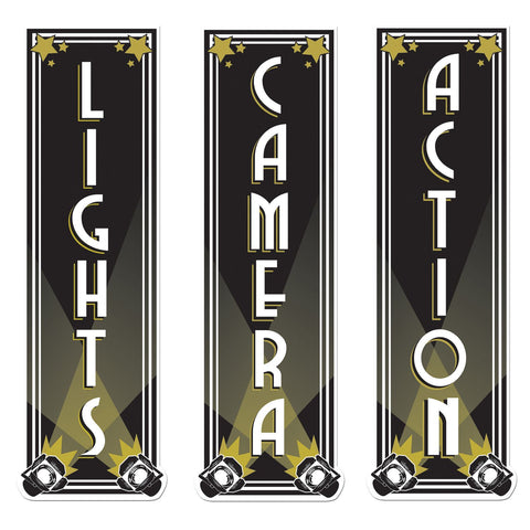 Lights, Camera, Action double-sided movie night cutouts purchased in Manahawkin, NJ