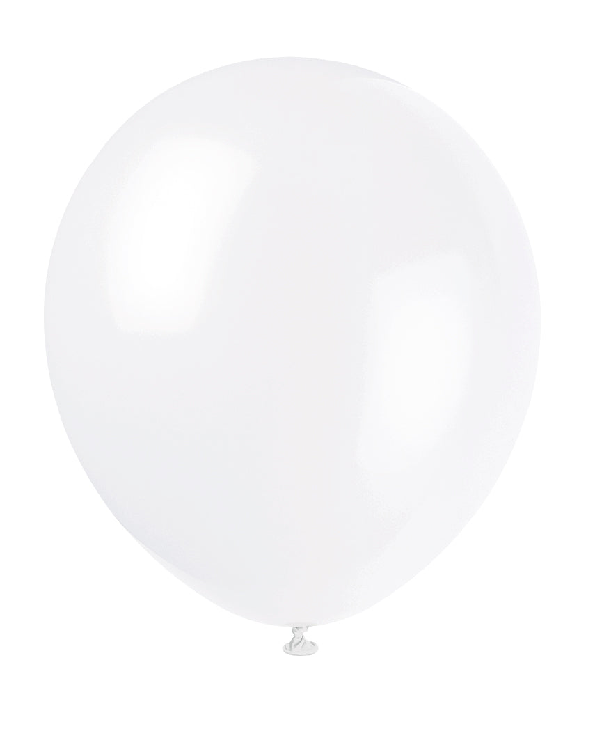 White 12 Inch Latex Balloons 10 Per Package