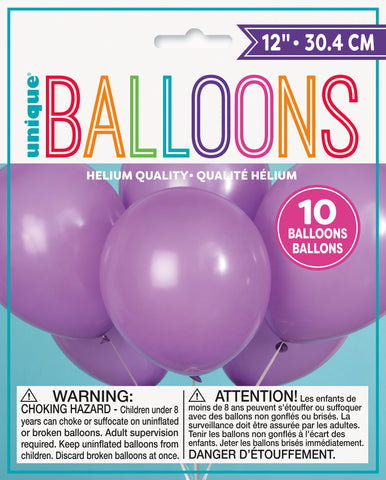 12" Latex Balloons  10ct - Lavender