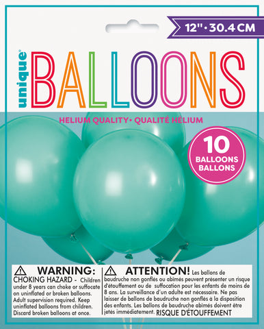 Sea foam Aqua 12" Helium QUALITY Latex Balloons 10ct