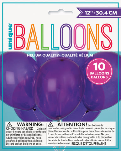 12" Latex Balloons  10ct - Amethyst Purple