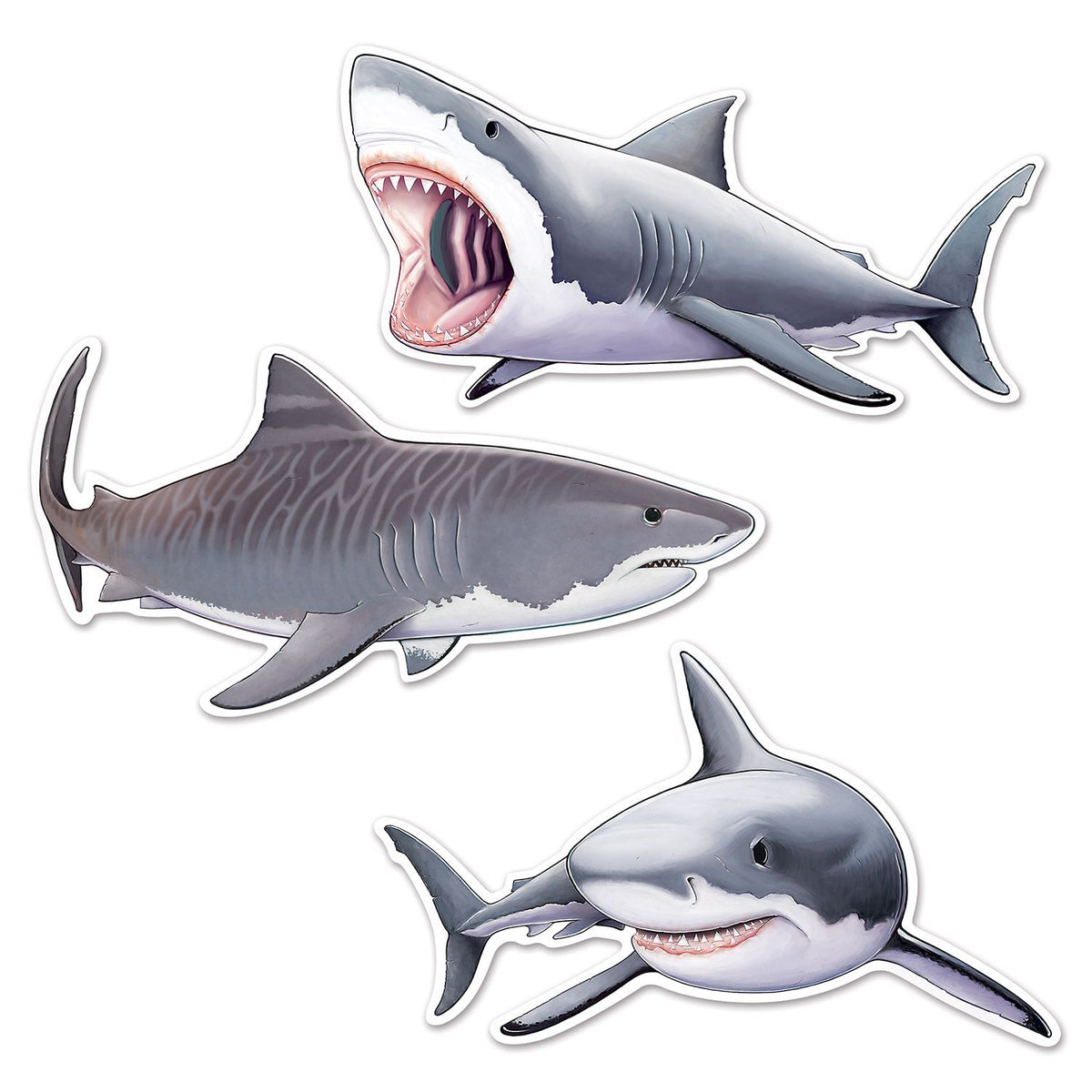 Shark party cutouts large double sided cardstock decorations 3 pack Party Fair Manahawkin NJ