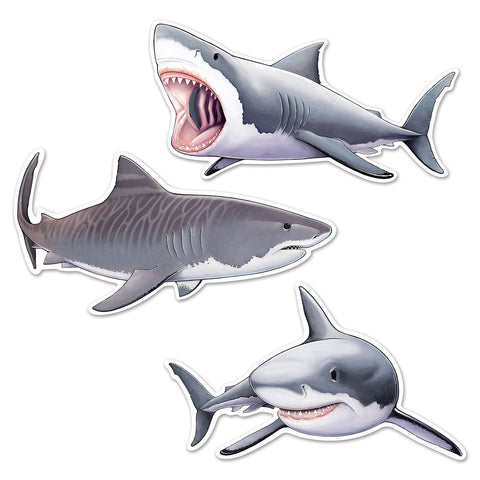 Shark party cutouts large double sided cardstock decorations 3 pack Party Fair Manahawkin NJ