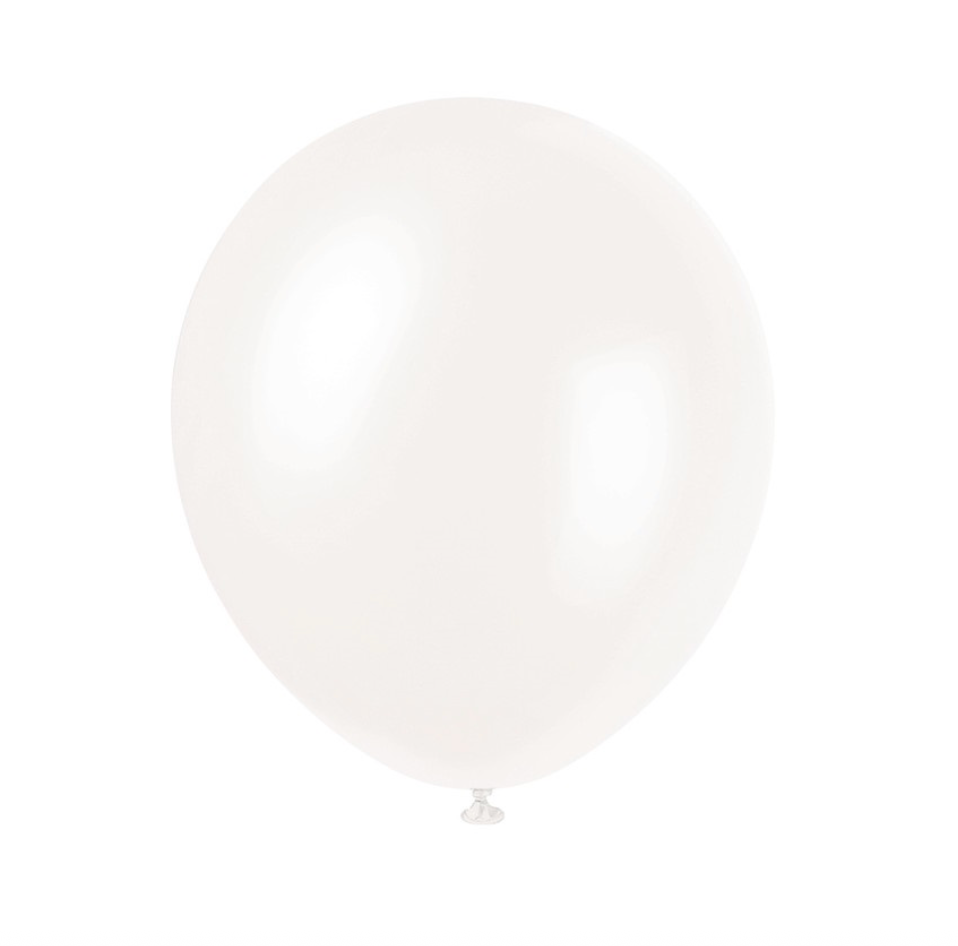 White pearlized 12 inch latex balloons 8 pack elegant party decorations available for celebrations and events in Manahawkin, NJ