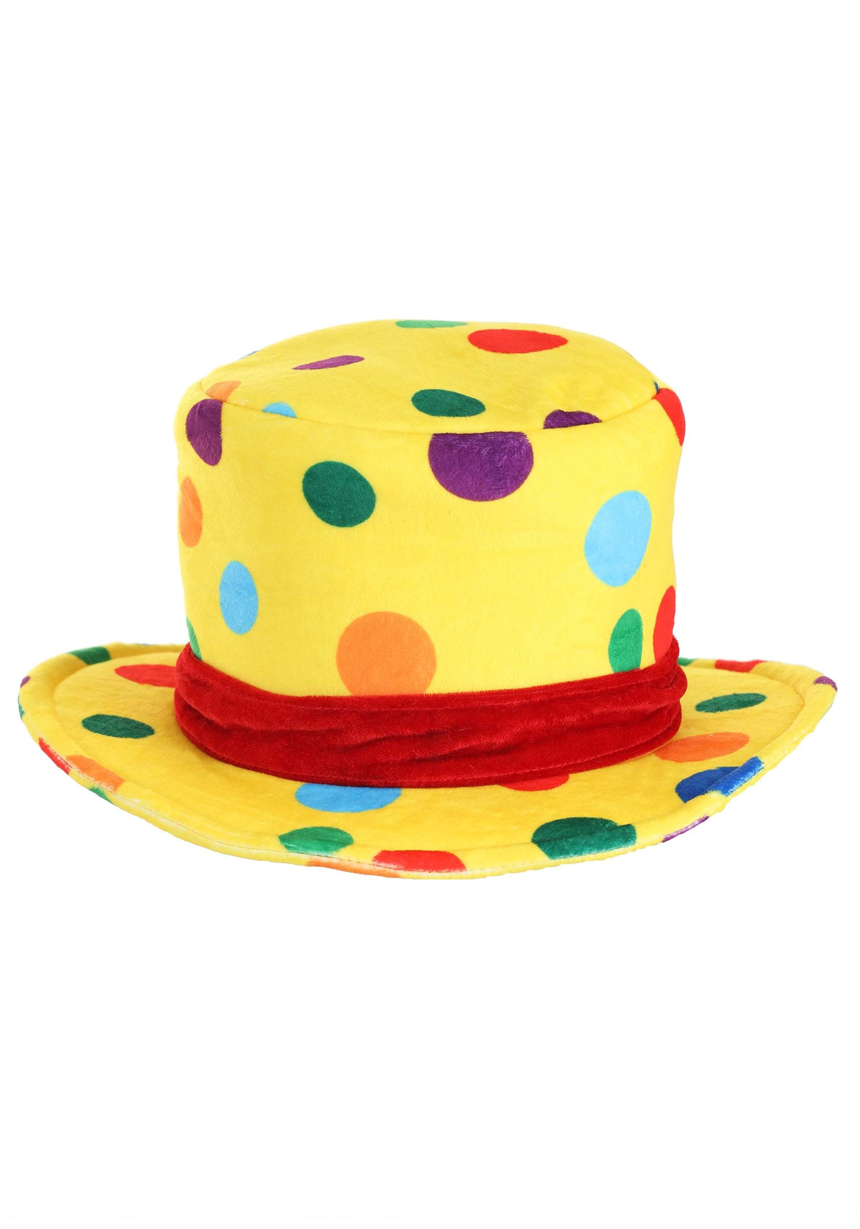 Yellow plush polka dot party hat for retail display.
