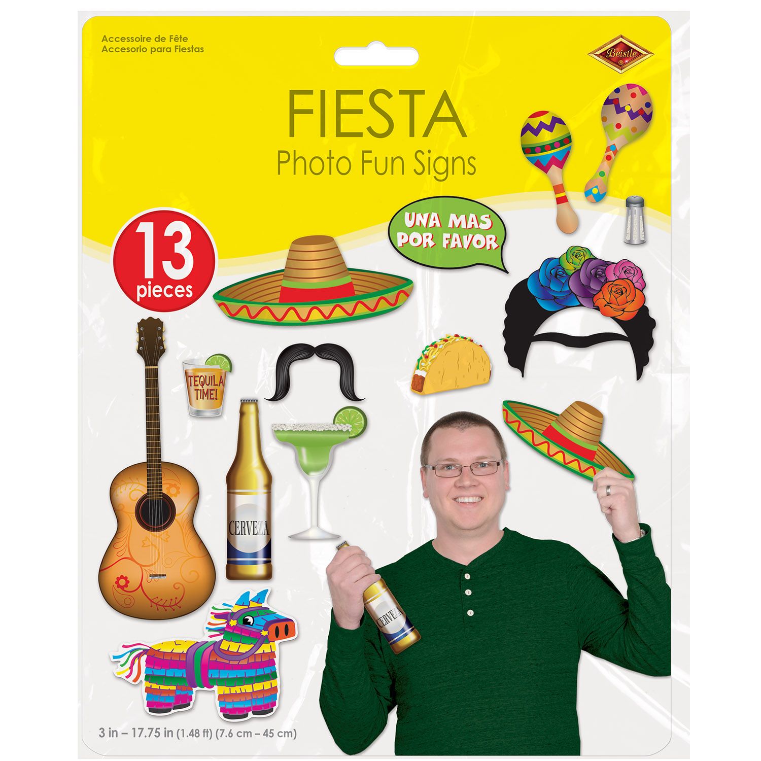 Fiesta photo fun signs packaging showing 13 pieces