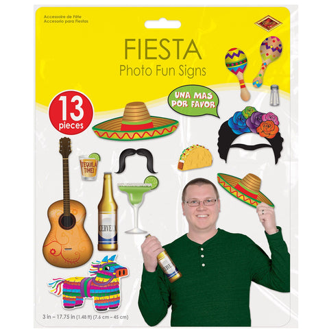 Fiesta photo fun signs packaging showing 13 pieces