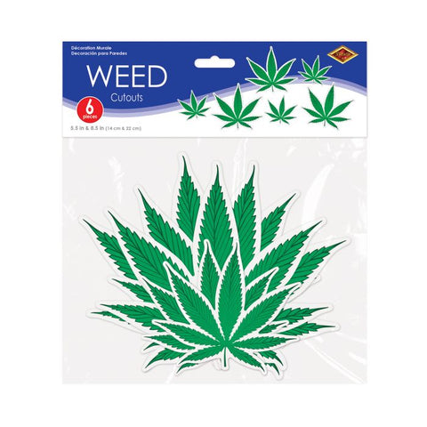 Marijuana Leaf Cut-outs 2 sizes 6 per package