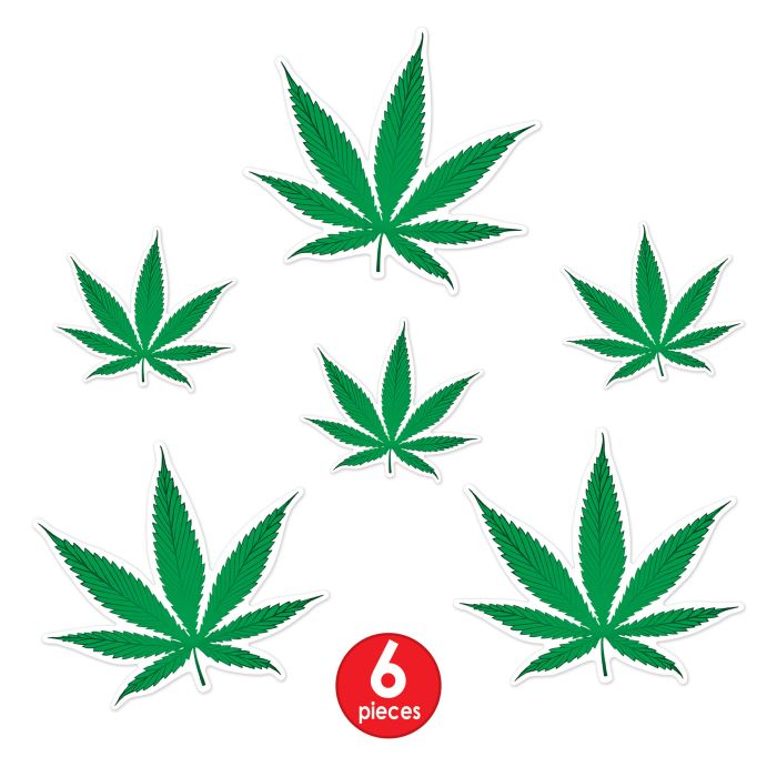 Marijuana Leaf Cut-outs 2 sizes 6 per package