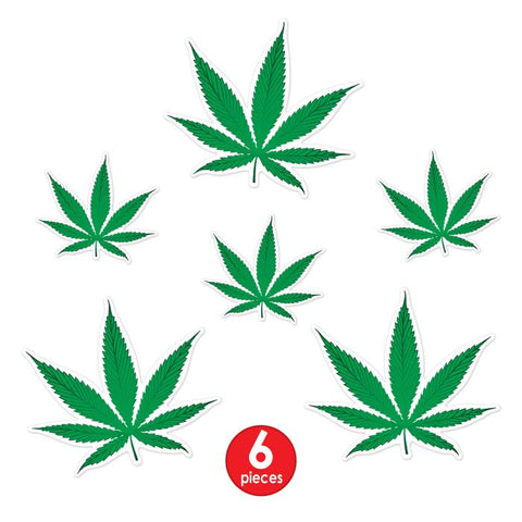 Marijuana Leaf Cut-outs 2 sizes 6 per package