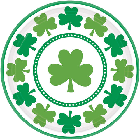 St. Patrick's Day Lucky Shamrocks Round 9" Paper Plates 8 per pack
