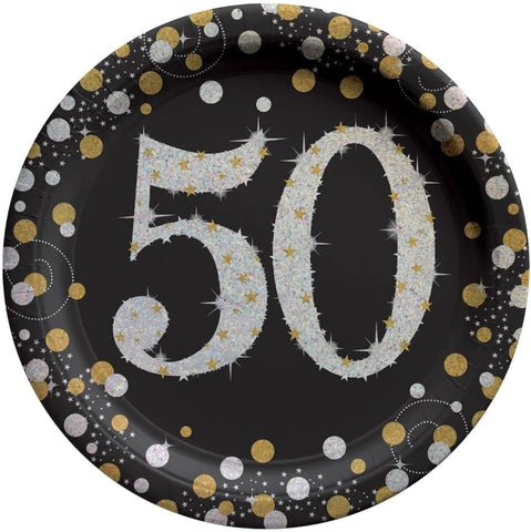 Sparkling Celebration 50th Round 9" Prismatic Plates, Package of 8