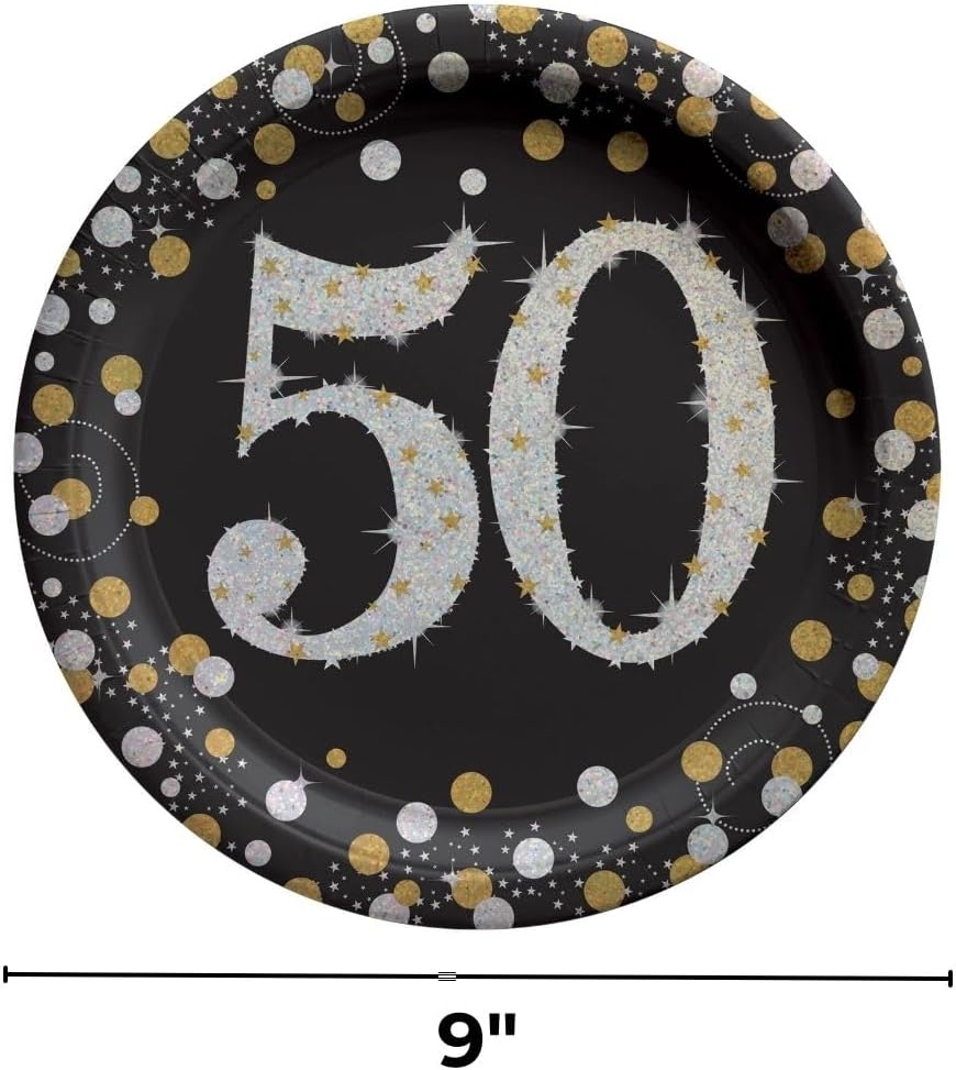 Sparkling Celebration 50th Round 9" Prismatic Plates, Package of 8