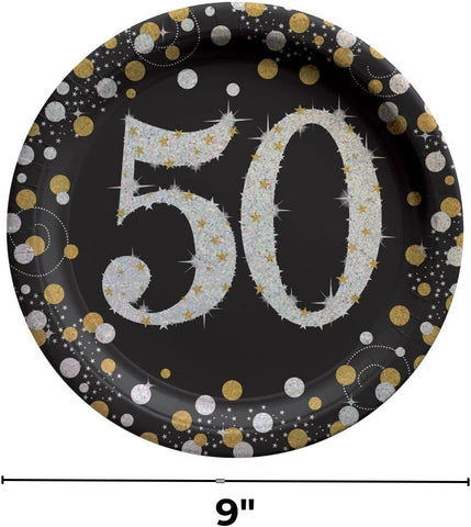 Sparkling Celebration 50th Round 9" Prismatic Plates, Package of 8