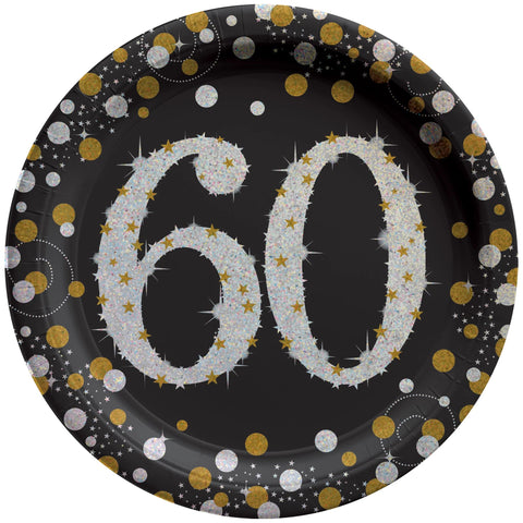 Sparkling Celebration 60th Round 9" Prismatic Plates, Package of 8